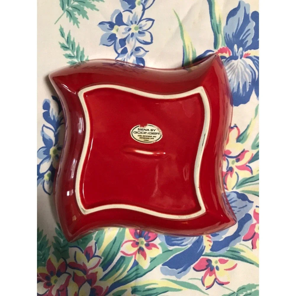 Godinger Sienna‎ Red Pinwheel 1 Qt Covered Baking Dish/ Casserole 80s Vintage